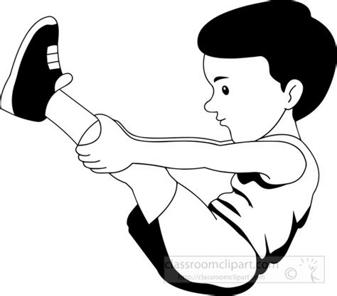 Health Black and White Outline Clipart - black-white-boy-stretching--physical-fitness-clipart ...