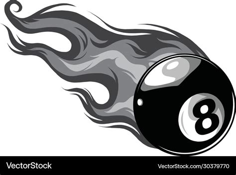 Flaming billiards eight ball cartoon Royalty Free Vector