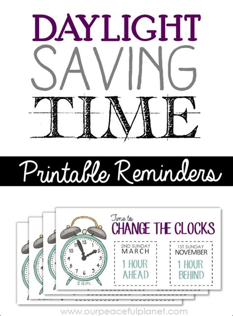 When is Daylight Savings Time? Printable Reminders | Daylight savings ...