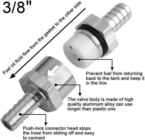 Auto Parts & Accessories 3/8 10mm Aluminium Fuel Line One Way Non Return Check Valve Petrol ...