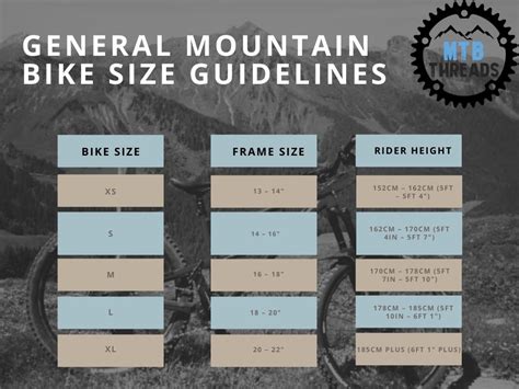 Mountain Bike Frame Size Chart