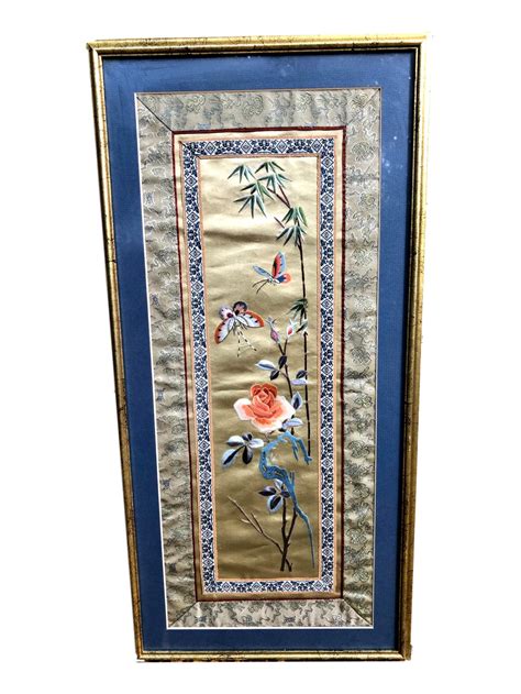 Chinoiserie Framed Silk Embroidery Textile Art Panel #embroidered #chinese #Chinoiserie # ...