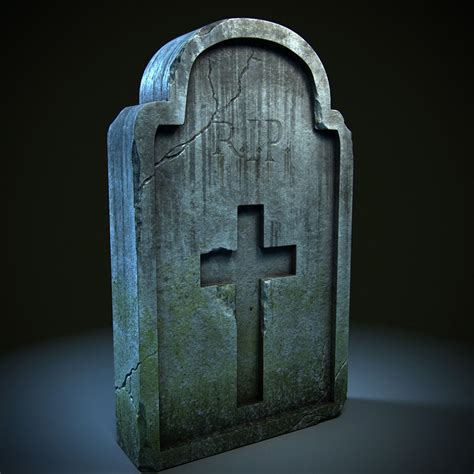 Old Cracked Grave Tombstone low high poly 3D Model Game ready .obj - CGTrader.com