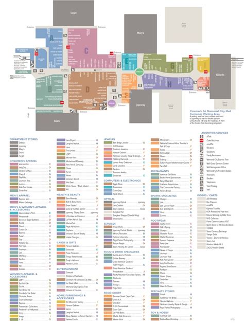 Memorial City Mall Map | Retail Companies | Service Companies