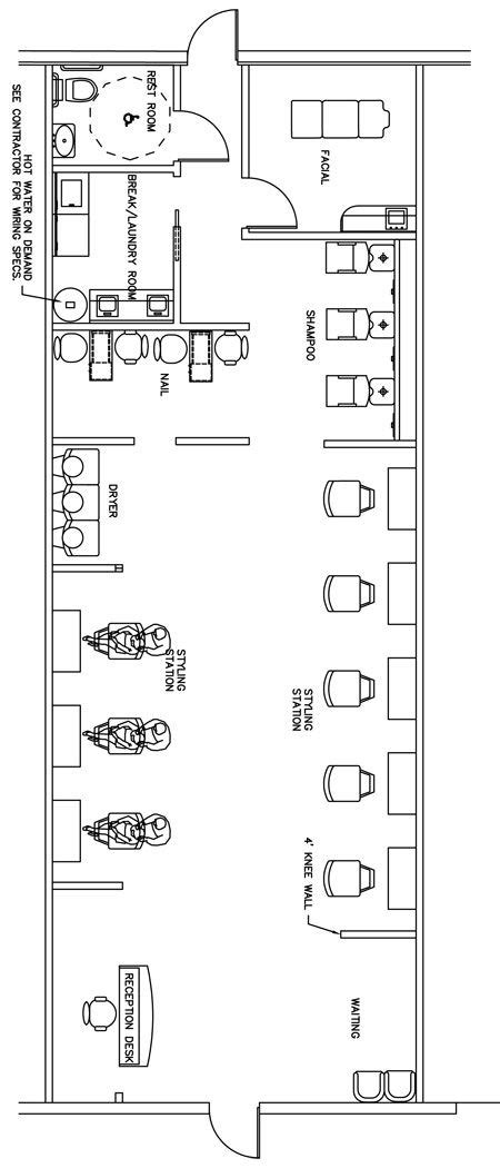 Beauty Salon Floor Plan Design Layout - 1400 Square Foot