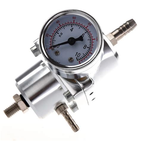 Universal Car Adjustable Fuel Pressure Regulator with Gauge Silver-in Oil Pressure Regulator ...