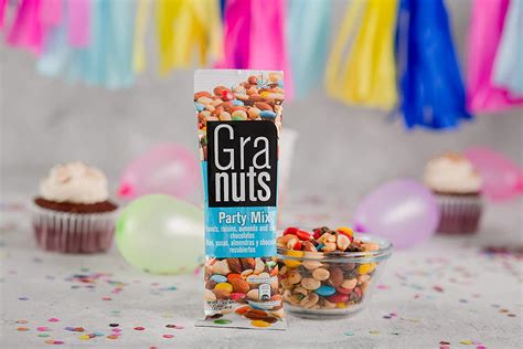 Granuts Party Mix - Sweet Chocolate-Coated Candies, Soft Raisins & Crunchy Salted Peanuts ...