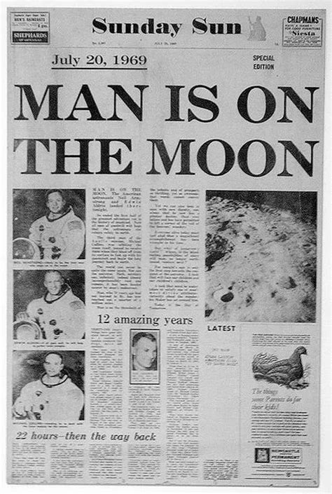 Newspaper Article About Neil Armstrong Walking On The Moon