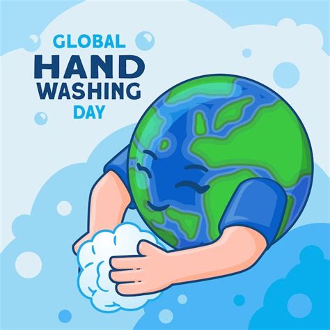 Premium Vector | Global handwashing day concept with hand drawn globe ...