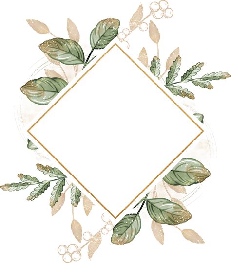 Nature Leaves Frame Vintage Gold Square Labels Vintage 24304252 PNG