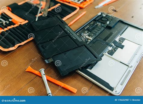 Laptop Motherboard. Repairing Broken Laptop Notebook Computer Editorial ...