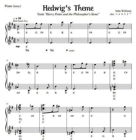 10+ Harry Potter Simple Piano Sheet Music Background | Piano Music