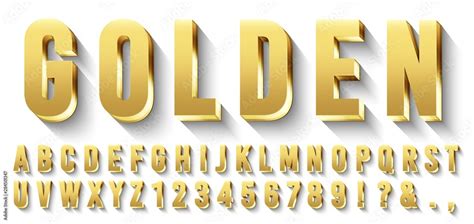 Golden 3D font. Metallic gold letters, luxury typeface and golds ...