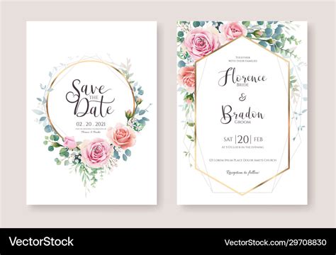 Wedding invitation card and save date template Vector Image