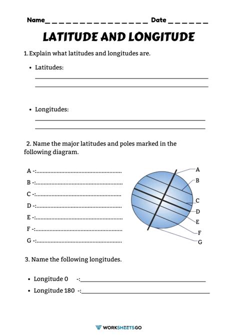 Latitude & Longitude Worksheets | WorksheetsGO