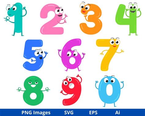 Cute Numbers Clipart Colored Numbers Clipart Numbers SVG - Etsy UK