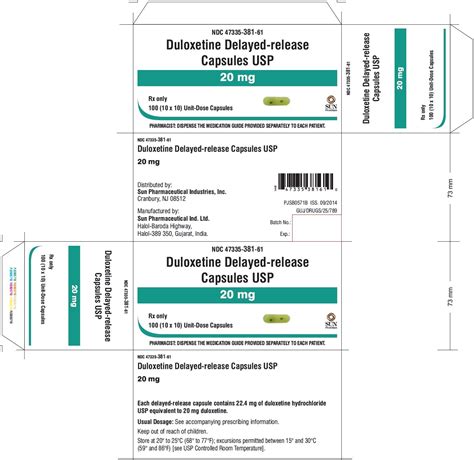 Duloxetine Capsules - FDA prescribing information, side effects and uses