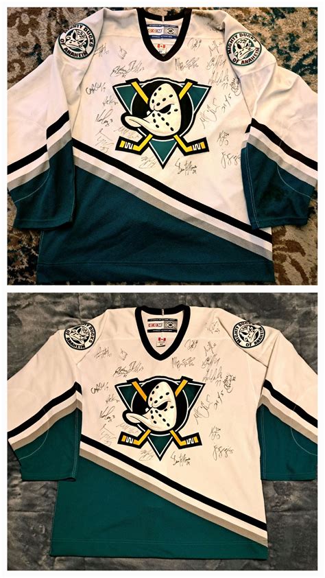 My '02 Team-signed Mighty Ducks Jersey. : r/AnaheimDucks