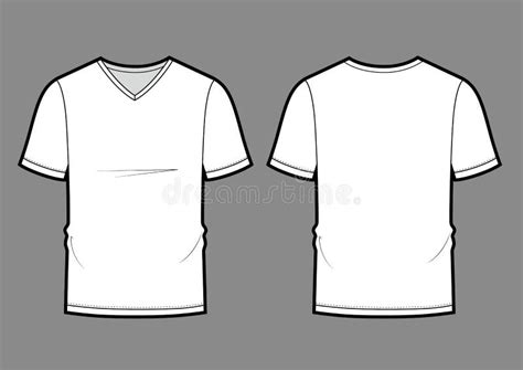 Men`s White V-neck T-shirt Design Templates Front, Back Views. Vector ...