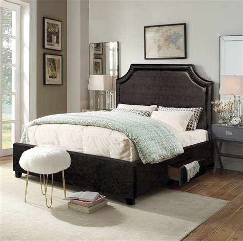 Chic Home Francis Platform Bed Frame with Headboard and Hidden Storage Drawers PU Leather ...