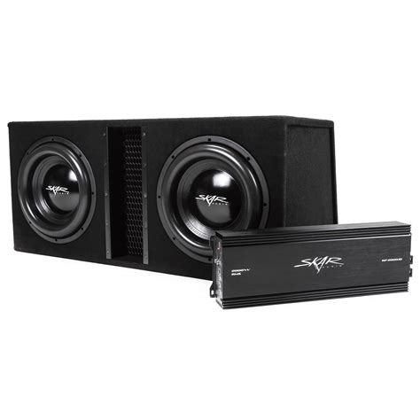 SKAR AUDIO DUAL 12" 5,000 WATT COMPLETE BASS PKG W/ LOADED BOX - AMP ...