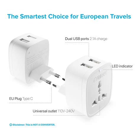 ProGlobe Unidapt European Type C Adapter - World to Europe - 3 in 1 ...