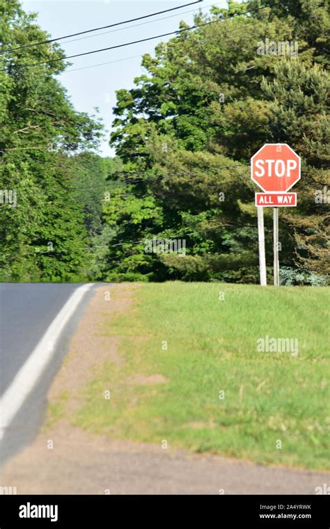 Rural Road Stop Sign Stock Photo - Alamy