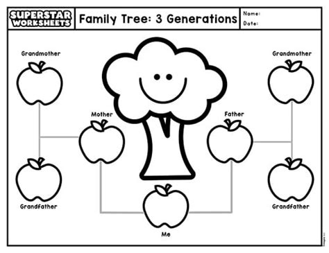 Family Tree Template For Kids Black And White