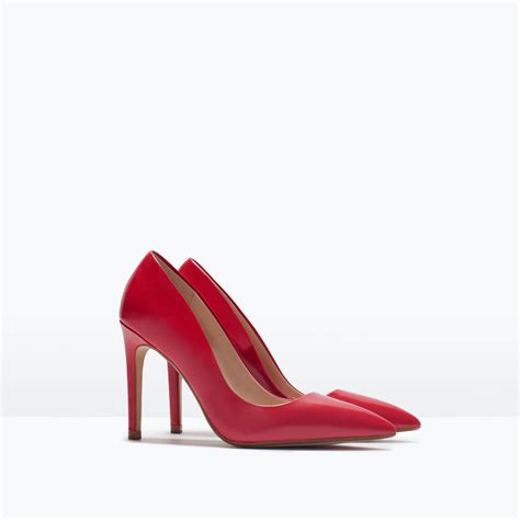 Zara Leather Court Shoe in Red | Lyst