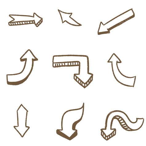 Hand Drawn Arrows PNG Transparent, Set Of Cute Brown Hand Drawn Arrows, Hand Drawn Arrow, Arrow ...