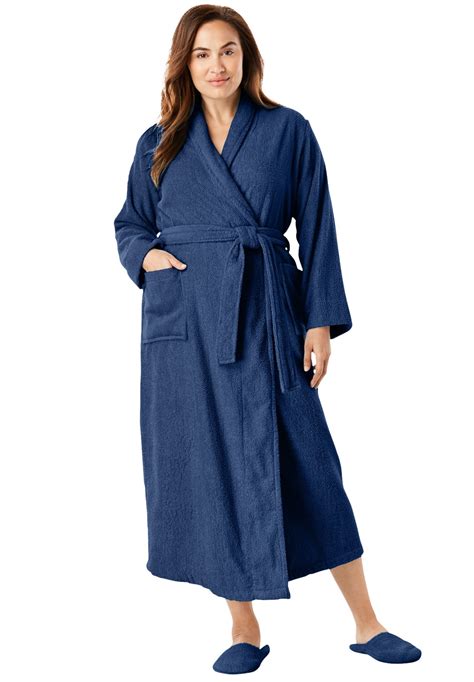 Dreams & Co. - Dreams & Co. Women's Plus Size Long Terry Robe - Walmart.com - Walmart.com