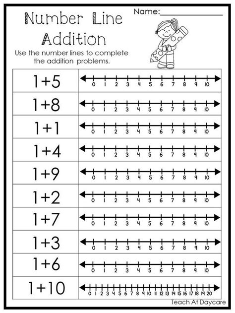 15 Printable Number Line Adding Worksheets Numbers 1-10 Preschool-1st Grade Math | Numbers ...