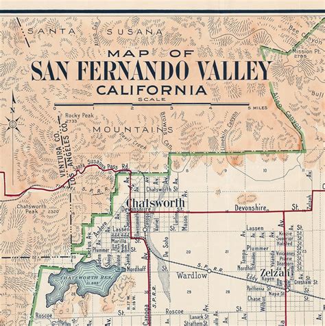 San Fernando Valley Map California CA 1923. Vintage | Etsy