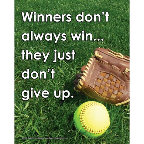 Unframed Softball Inspirational Quote Winners Don't Give up 8 x 10 ...