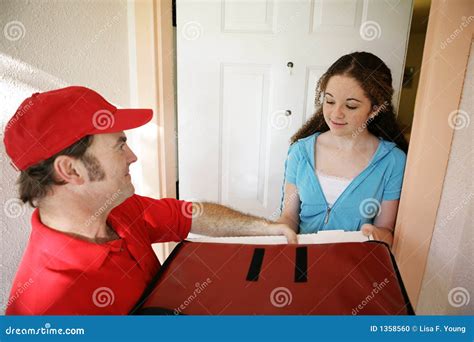 Pizza Delivery at Home stock photo. Image of help, delivered - 1358560