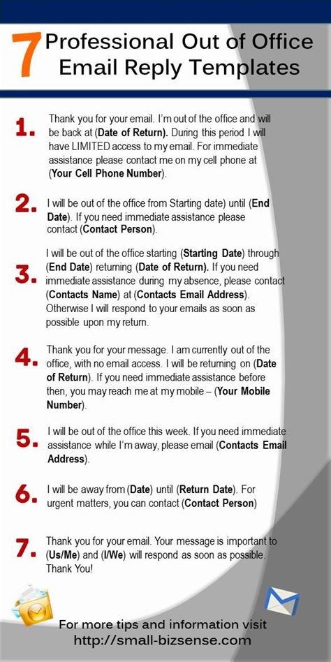 Here are 7 Professional Out of Office Email Reply Templates that you can use when you are away ...