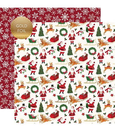 Merry & Bright Gold Foiled Double - Sided Cardstock 12X12 - Merry Christmas | Christmas paper ...