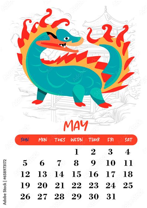 Chinese dragon calendar 2024. Symbol of 2024 year is dragon Stock ...