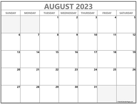 Printable Calendar August 2023 - Printable Template Calendar