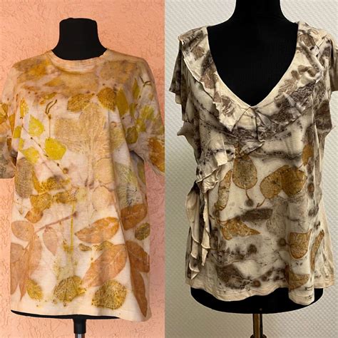 Ecoprinted T-shirts From Cotton Natural Dyeing Eco Print - Etsy