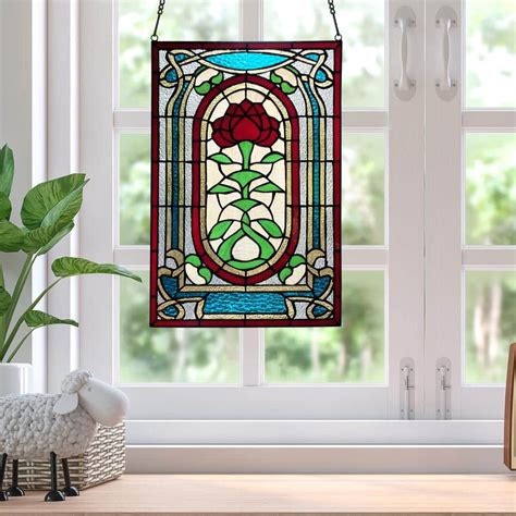 River of Goods Victorian Rose Stained Glass Window Panel 21248 - The ...