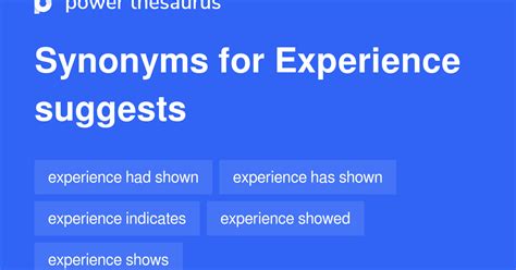 Experience Suggests synonyms - 38 Words and Phrases for Experience Suggests