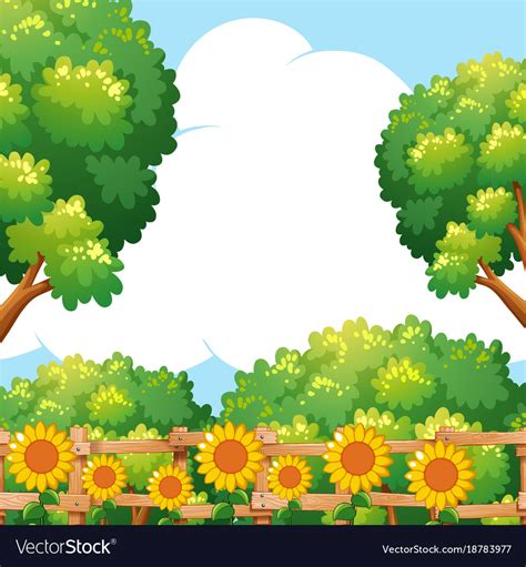 Background scene with sunflowers in garden Vector Image