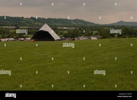 Glastonbury Festival Pyramid Stage preparations Stock Photo - Alamy