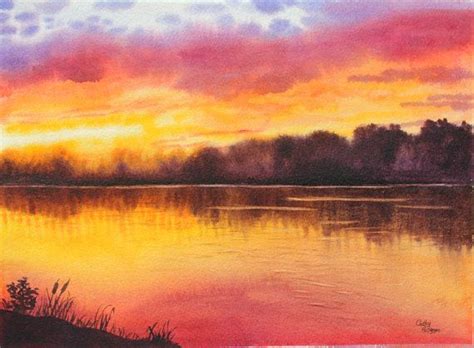 Sunset Drawing Watercolor Easy : In this lesson of easy paintings, let's paint a dreamy sunset ...