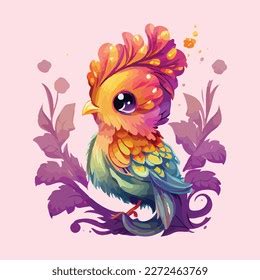 Chibi Phoenix Illustration Kawaii Elements Cute Stock Vector (Royalty ...