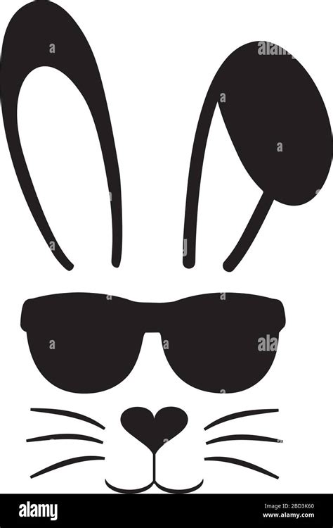 vector illustration of an Easter bunny. Cute bunny silhouette with sunglasses Stock Vector Image ...