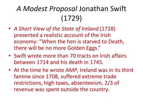 PPT - A Modest Proposal Jonathan Swift (1729) PowerPoint Presentation ...