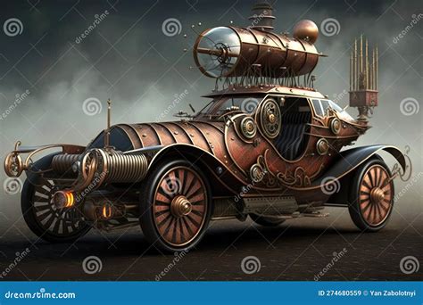 Steampunk Car Art Futuristic Design. Generative AI Stock Illustration - Illustration of ...