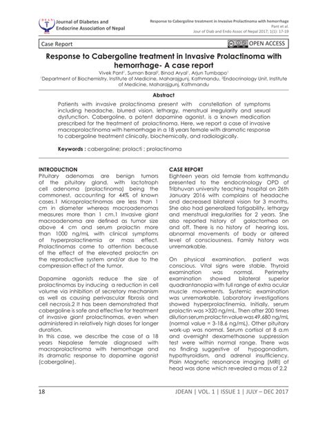 (PDF) Response to Cabergoline treatment in Invasive Prolactinoma with ...